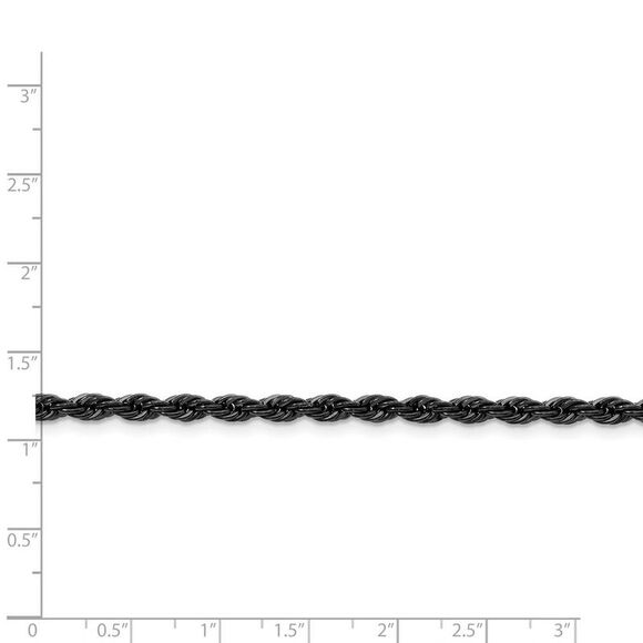 Men's 4mm Black-plated Stainless Steel Rope Chain Necklace, 24 Inch - Picture 2 of 5
